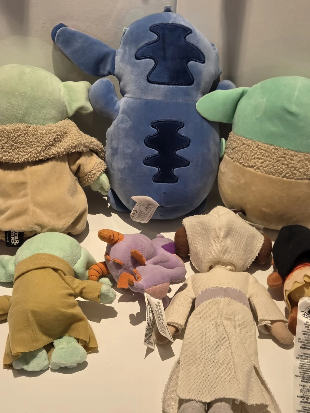 Lot Of 7 Disney Stuffy Squishmallow Wishable Baby Yoda Stich Figment Moana Leia